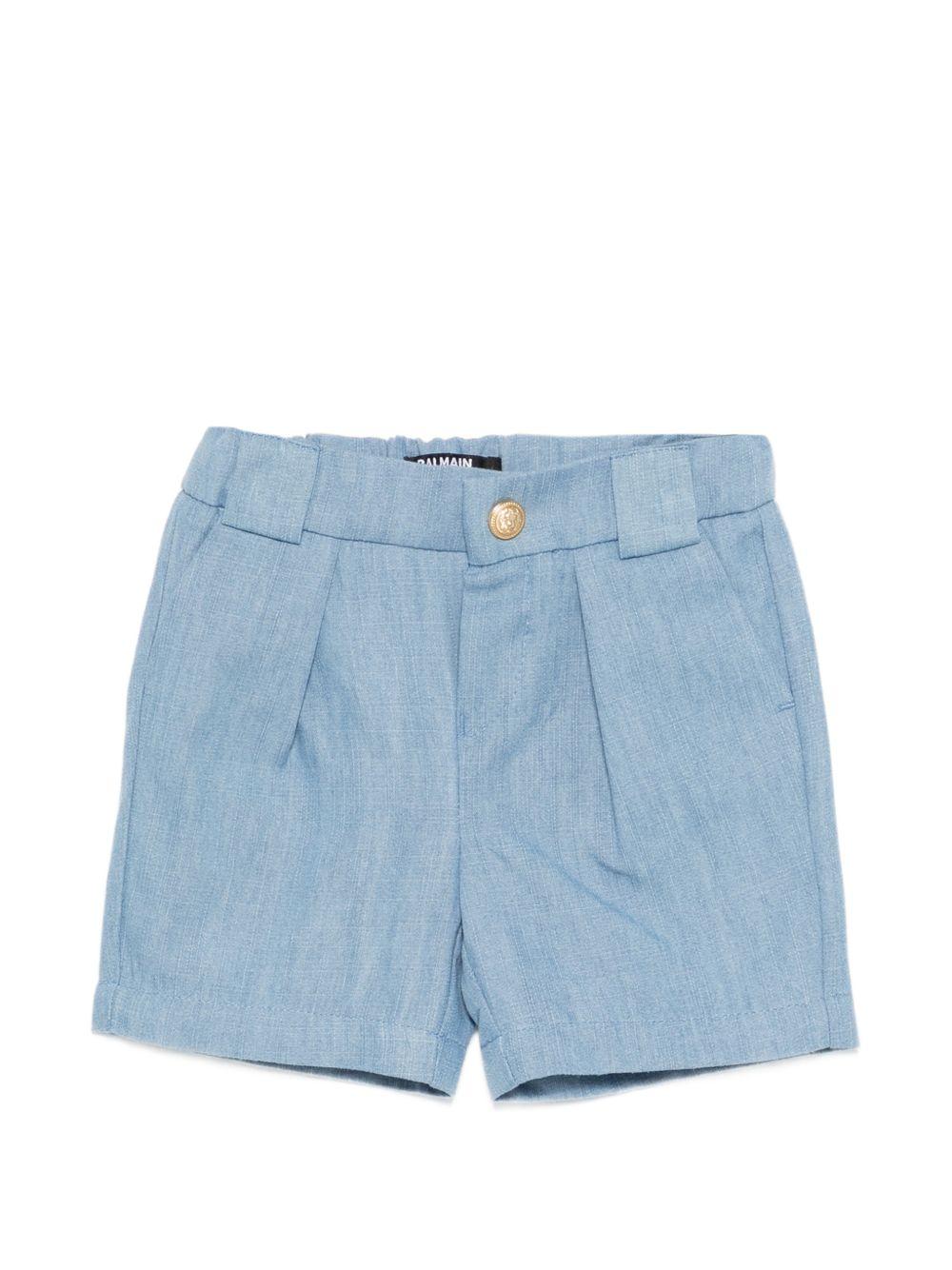 Shorts per neonato Balmain Kids azzurro passanti per cintura BY6689 P0588 653 BALMAIN KIDS 
