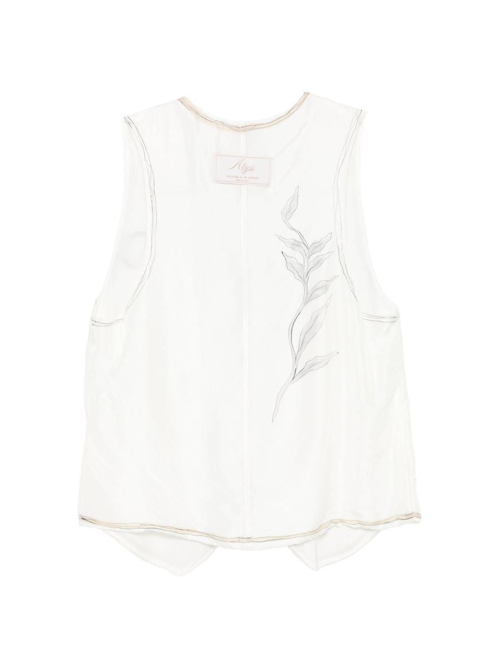 Gilet da donna Alysi bianco con stampa floreale 216812 P6202 BURRO ALYSI 