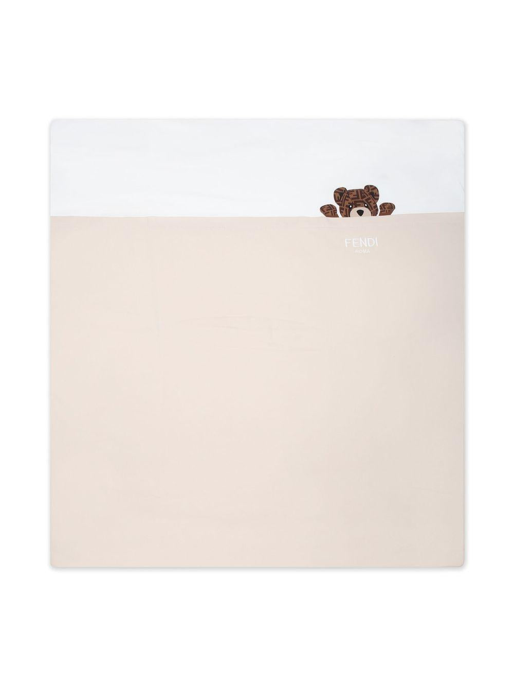 Coperta per neonati Fendi Kids beige con stampa con orsetto BUJ282 ST8 F19J5 FENDI KIDS 