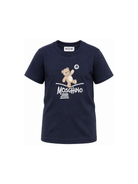 T-shirt per bambini Moschino Kids blu con motivo Teddy Bear HUM05XLAA20 40016 MOSCHINO KIDS 