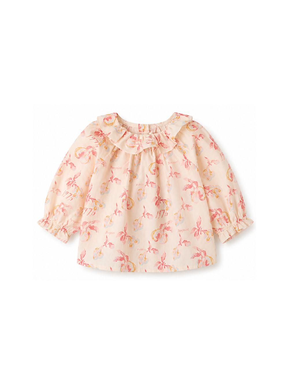 Blusa per neonata Bonpoint beige con stampa ciliegie P06XBLW00001 603 BONPOINT KIDS 