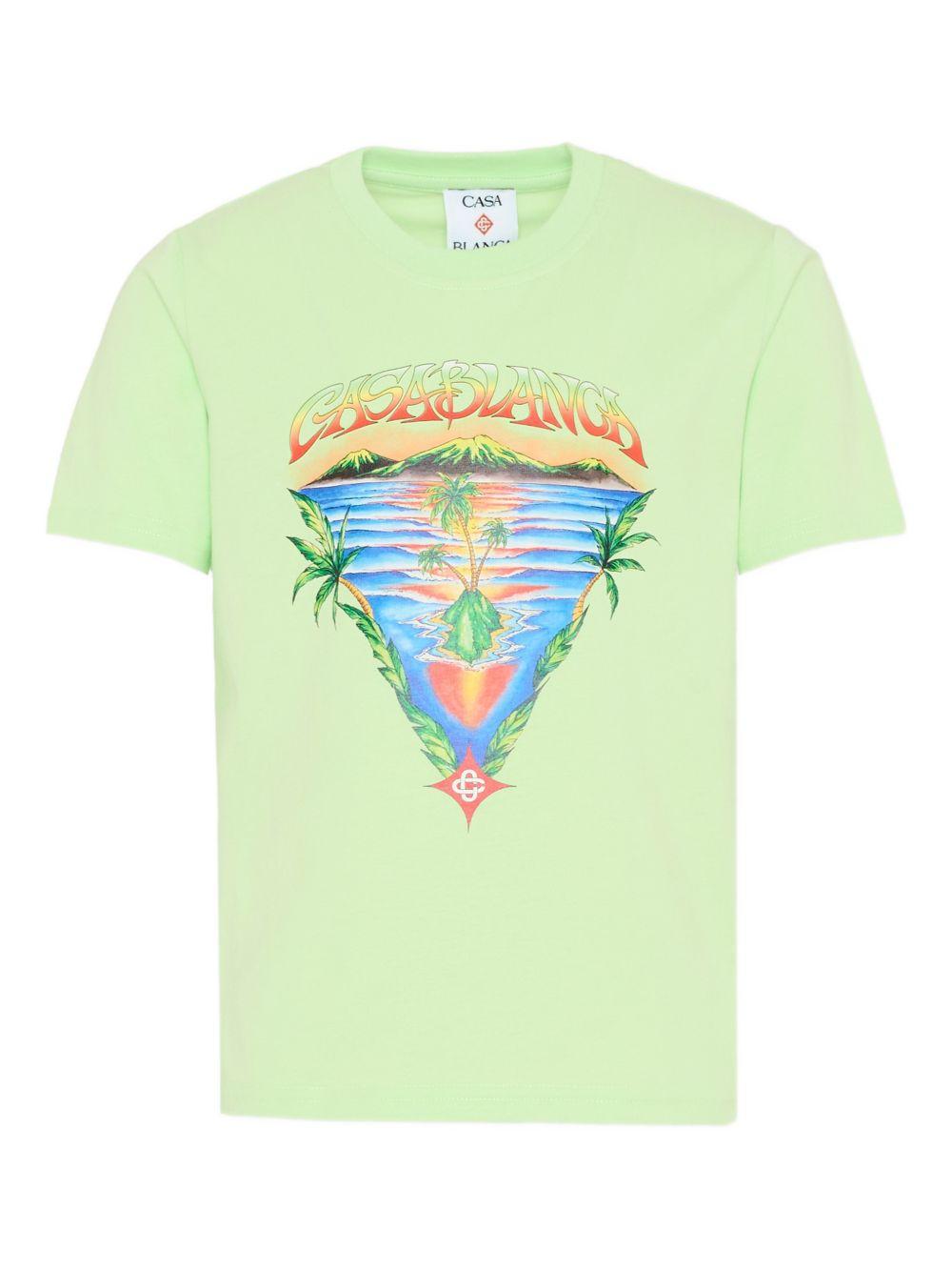 T-shirt per bambino Casablanca Kids verde con stampa logo KSP26JTS03802 INNOCENCE TRIANGLE CASABLANCA KIDS 