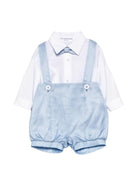 Set camicia e salopette per neonato Colorichiari azzurro con bretelle MN308401 4884 53 COLORICHIARI KIDS 