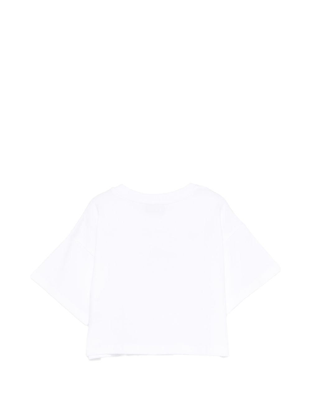 T-shirt per bambina Moschino Kids bianca con stampa Teddy Bear HDM072LBA00 10101 MOSCHINO KIDS 