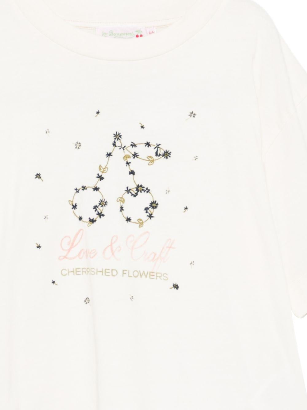 T-shirt per bambina Bonpoint bianco con logo ricamato S06GTSK00024 102 BONPOINT KIDS 