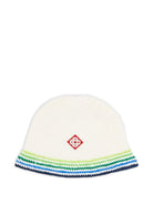 Cappello per bambino Casablanca Kids avorio con logo ricamato KSP26HAT11501 WHITE/ STRIPE CASABLANCA KIDS 