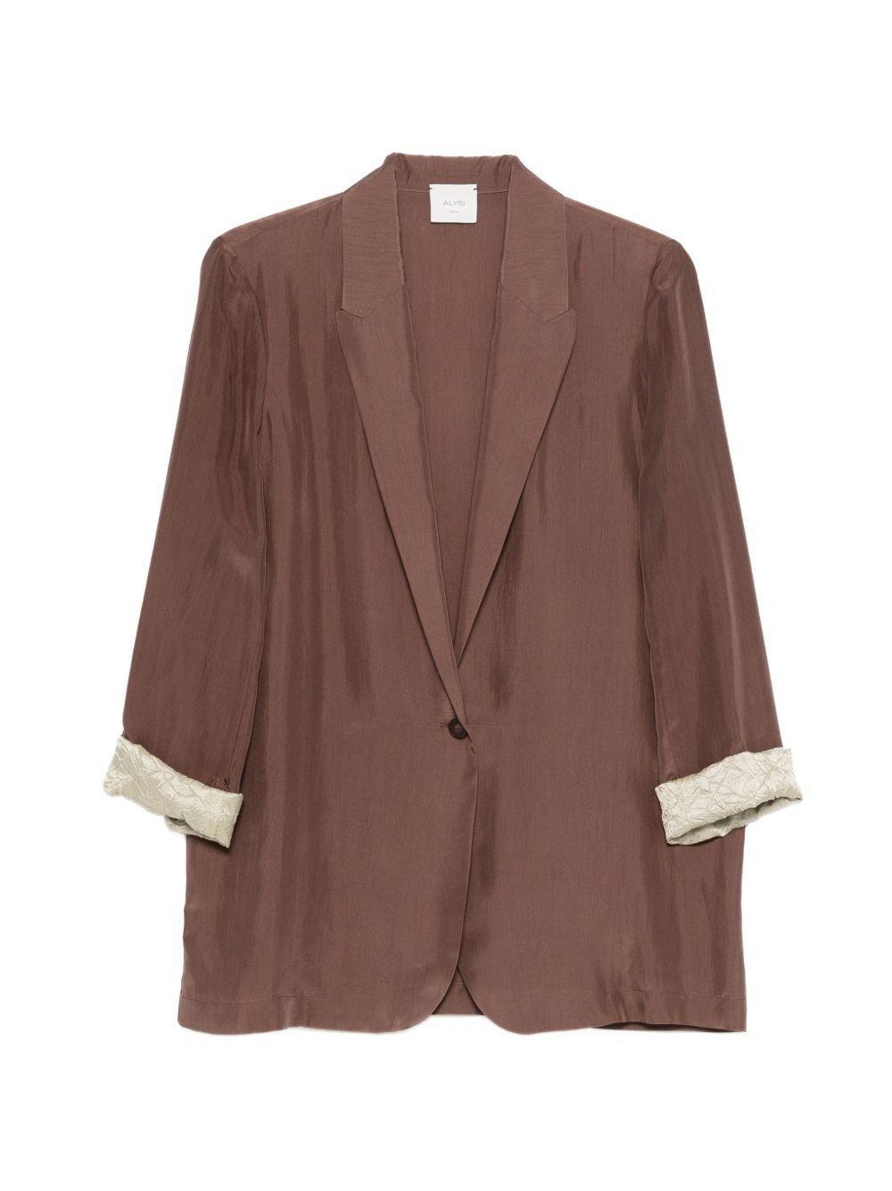 Blazer per donna Alyisi marrone con chiusura a bottone 116808 P6003 MOSTO ALYSI 