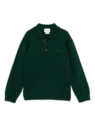 Maglione per bambino Fendi Kids verde con logo ricamato JMG128 AUKU F0E3J FENDI KIDS 