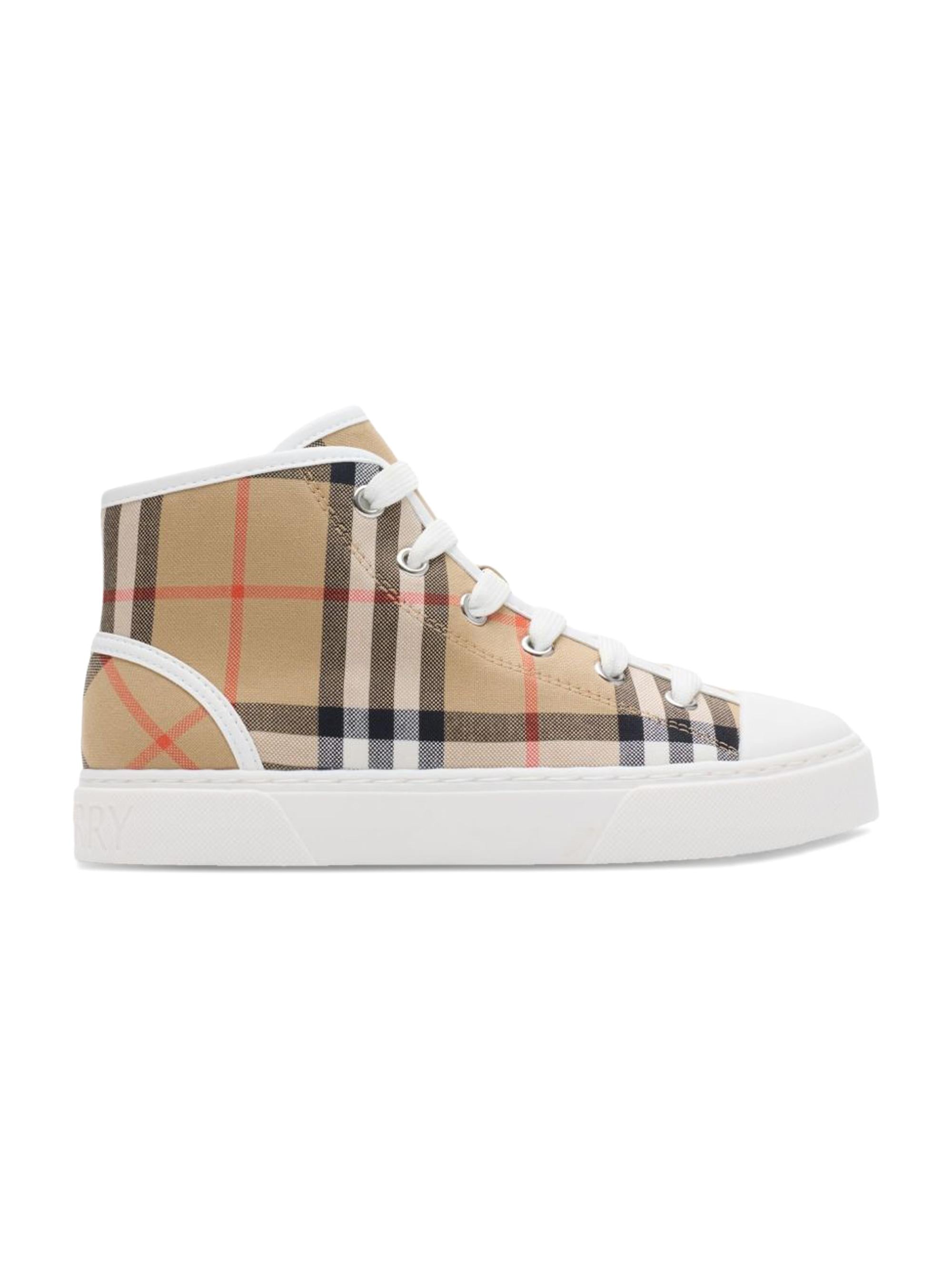Sneakers per bambini Burberry Kids beige con caratteristico motivo Vintage Check all-over 8114756 B9368 BURBERRY KIDS 