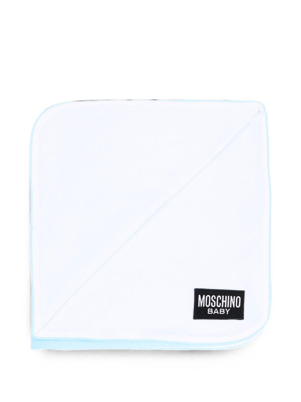 Coperta per neonato Moschino Kids azzurro con dettaglio Teddy Bear MTB00FLCA40 40304 MOSCHINO KIDS 