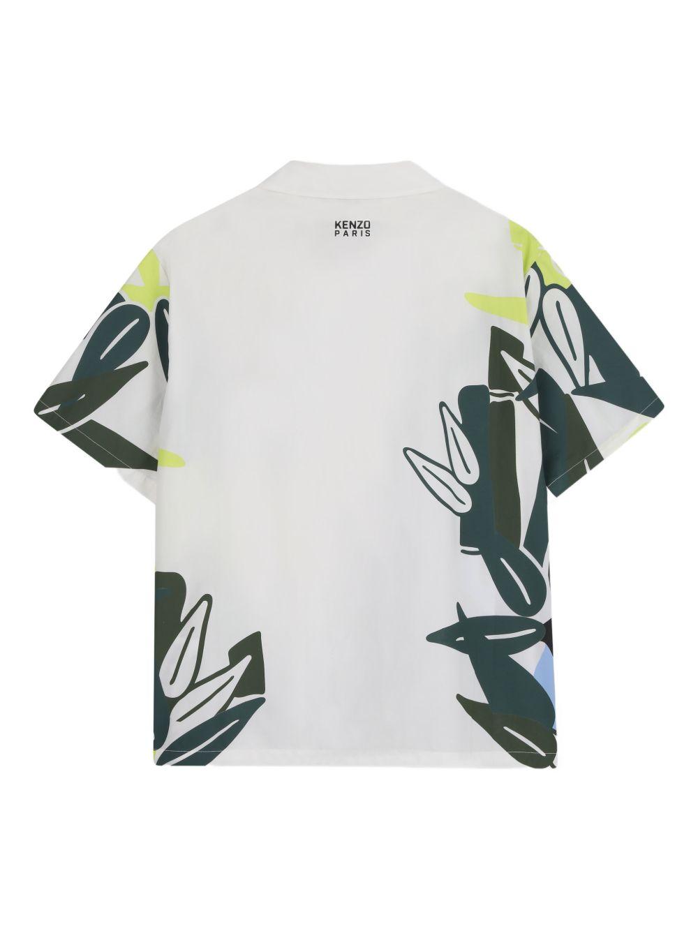 Camicia per bambino Kenzo Kids bianca con stampa grafica sul davanti K61625 117 KENZO KIDS 