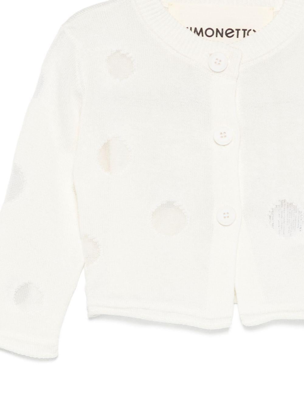 Cardigan per neonata Simonetta bianco con motivo a pois SY9000 X0252 101 SIMONETTA KIDS 