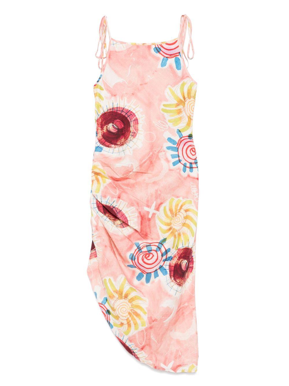 Abito lungo per donna Scotch & Soda rosa con stampa astratta UFU00615T 644 SCOTCH DONNA 