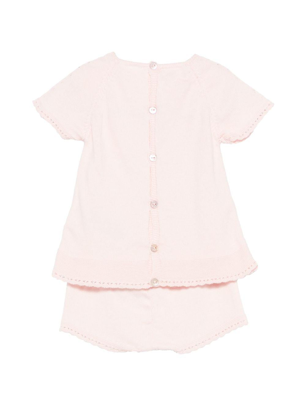 Set maglia con shorts per neonata Paz Rodriguez rosa con dettaglio in pizzo sangallo 103-123682 322 PaZ RODRIGUEZ KIDS 