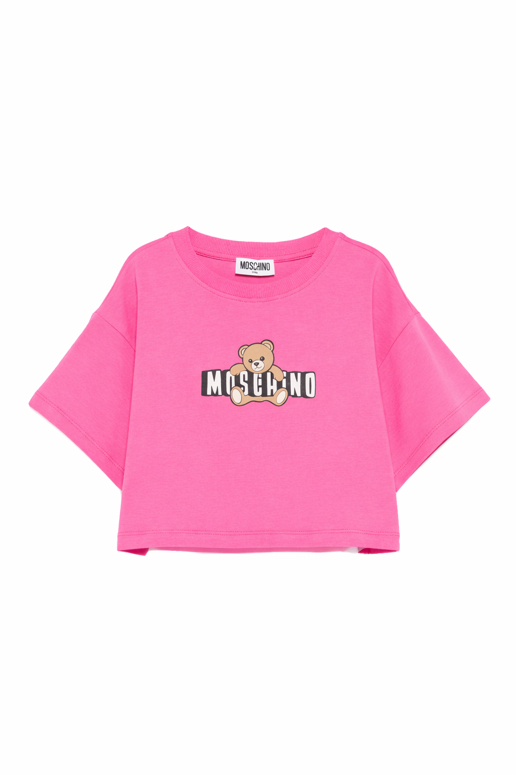 T-shirt per bambina Moschino Kids fucsia con stampa Teddy Bear HDM072LBA00 50533 MOSCHINO KIDS 