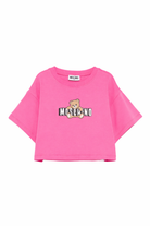 T-shirt per bambina Moschino Kids fucsia con stampa Teddy Bear HDM072LBA00 50533 MOSCHINO KIDS 