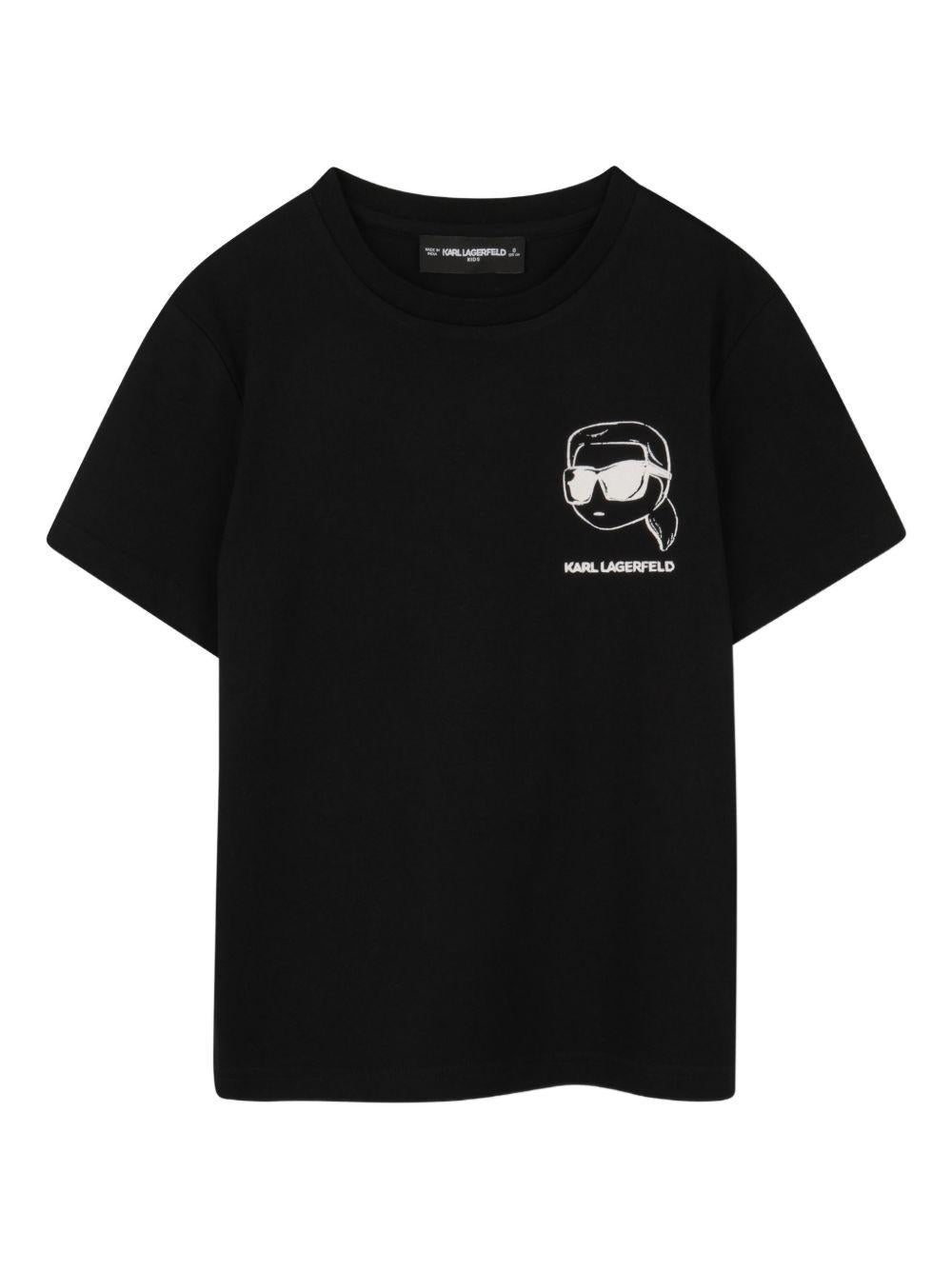 T-shirt per bambino Karl Lagerfeld Kids nera con stampa stile cartoon Z31103 09B KARL LAGERFELD KIDS 