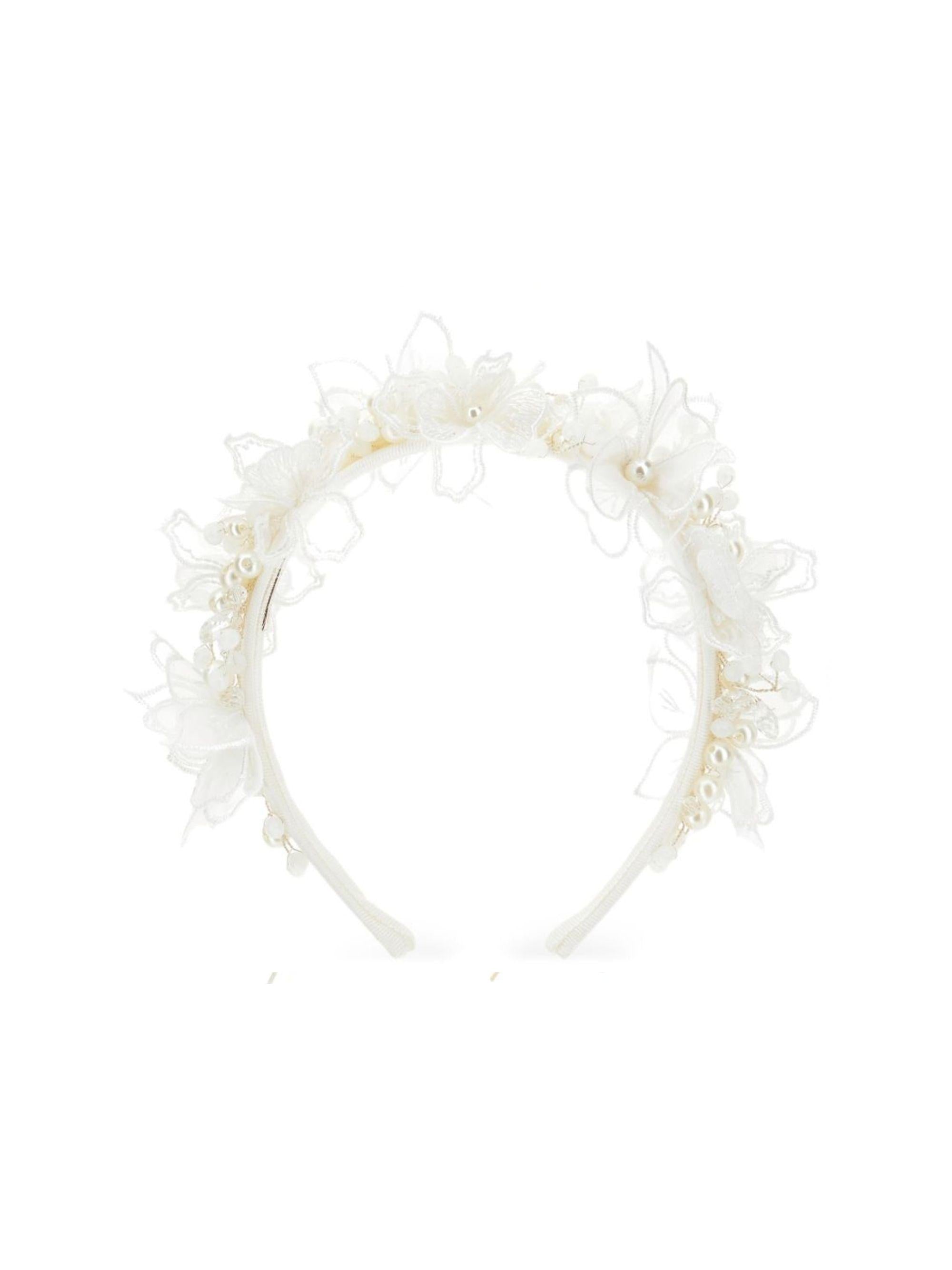Cerchietto per capelli per bambina Monnalisa bianco con decorazione floreale 77G001 7772 0001 MONNALISA 