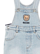 Salopette per neonati Moschino Kids denim con ricamo orsetto sul davanti MUQ01RL0E34 41034 MOSCHINO KIDS 