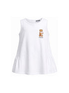 Abito per bambina Moschino Kids bianco con stampa Teddy Bear HDV0HELLA10 10101 MOSCHINO KIDS 