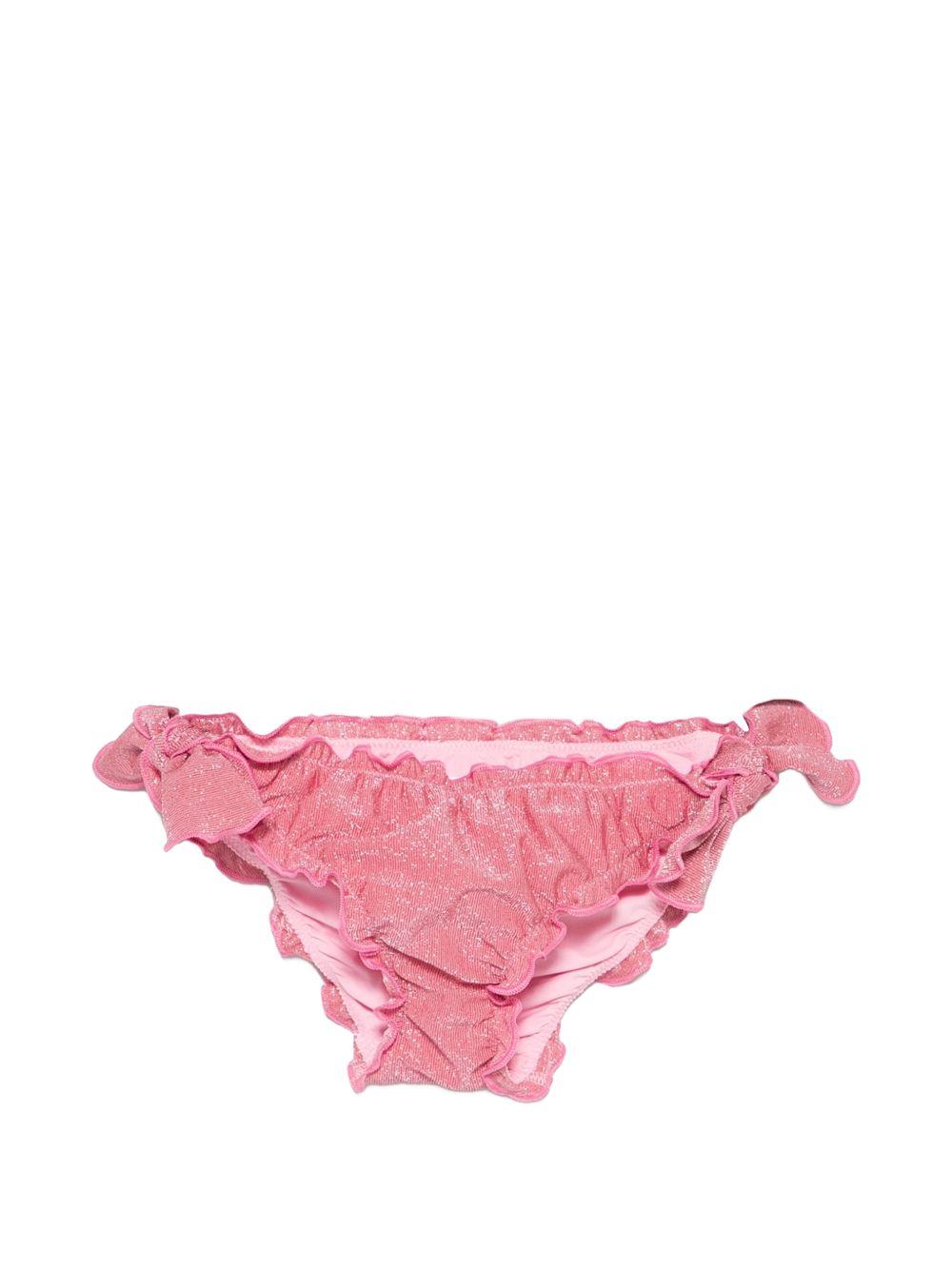 Slip bikini Cric per bambina MC2 Saint Barth Kids fucsia con ruches CRIC001 00064L MC2 ST. BARTH KIDS 