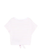 T-shirt da bambina Balmain Kids rosa con motivo a righe BY8B61 Z3657 51EBC BALMAIN KIDS 