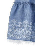 Abito per bambina Ermanno Scervino Junior in denim con ricamo a fiori Z1G907 7672 0062 ERMANNO SCERVINO KIDS 