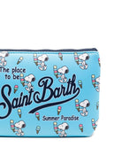 Pochette Aline MC2 Saint Barth x Peanuts azzurra con stampa grafica Snoopy all-over ALIN001 00718L MC2 ST. BARTH KIDS 