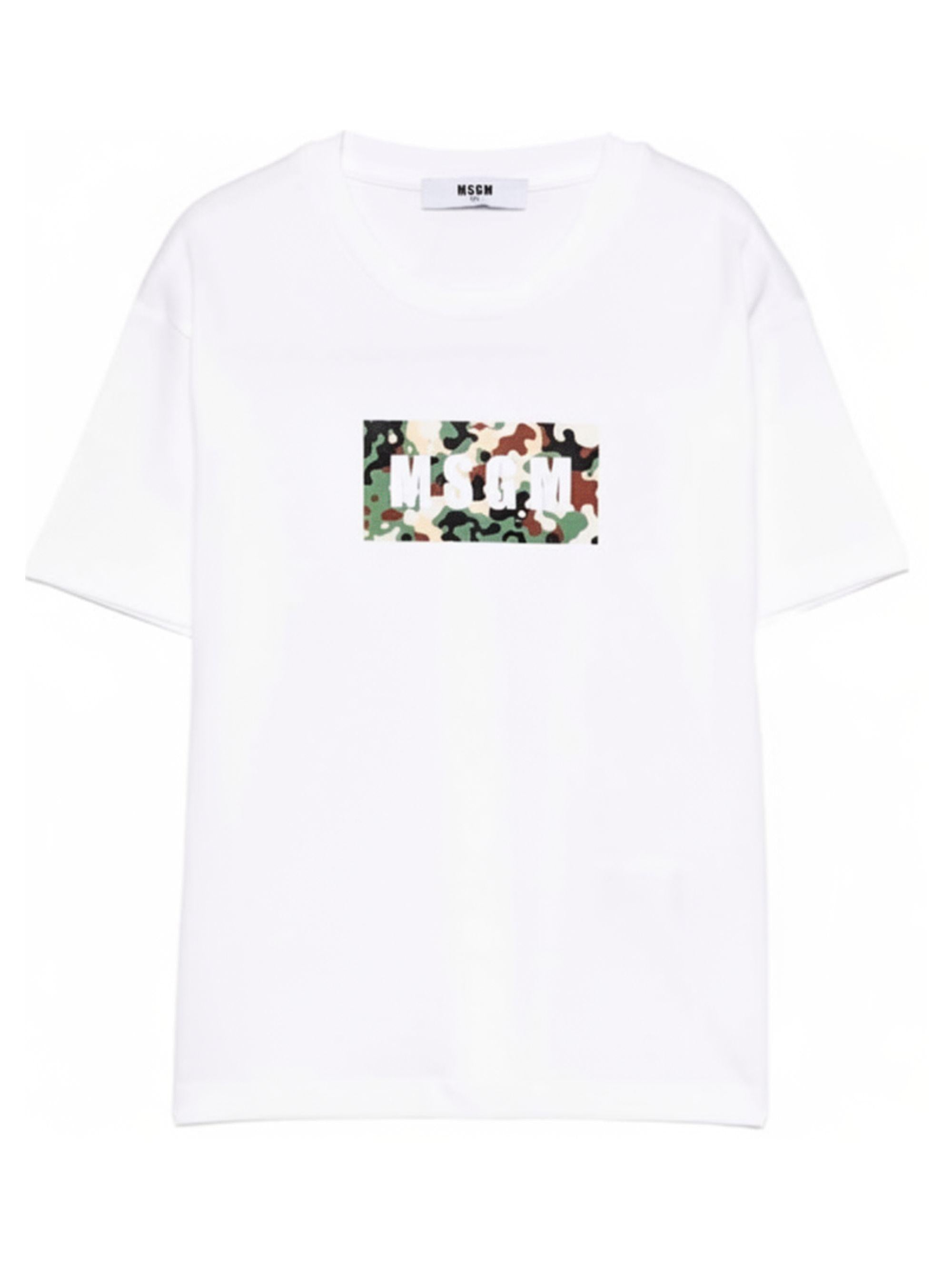 T-shirt per bambino MSGM Kids bianca con stampa grafica S6MSJBTH279 001 MSGM KIDS 