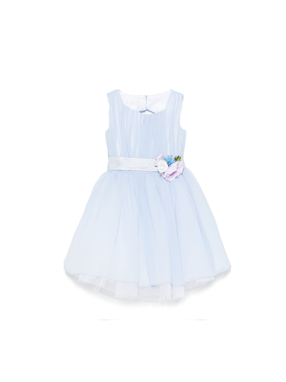 Abito per bambina Colorichiari azzurro con applicazione a fiori FB108025 4836 50 COLORICHIARI 