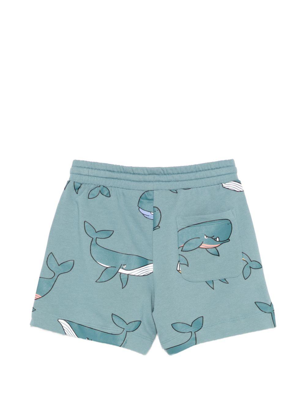 Shorts per bambino Stella McCartney Kids blu con stampa balene all-over TY6Q39 Z3507 642MC STELLA McCARTNEY KIDS 