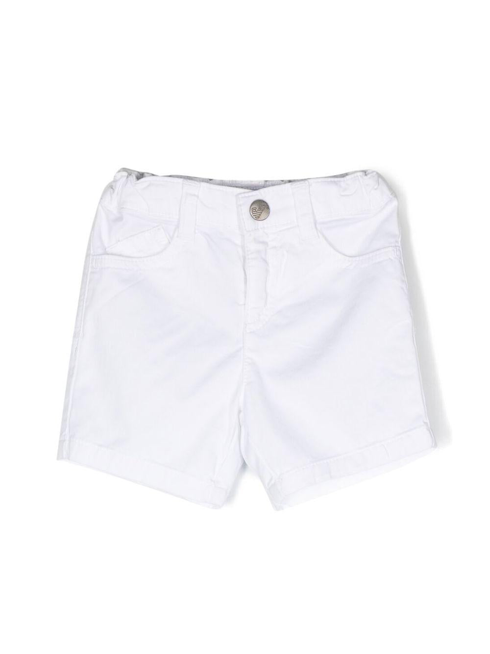 Shorts per neonato Emporio Armani Kids bianchi con applicazione con logo 8NHS01 4N7LZ 0100 EMPORIO ARMANI KIDS 