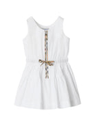 Abito per neonata Burberry Kids bianco con inserti con motivo Vintage Check 8121303 A1464 BURBERRY KIDS 