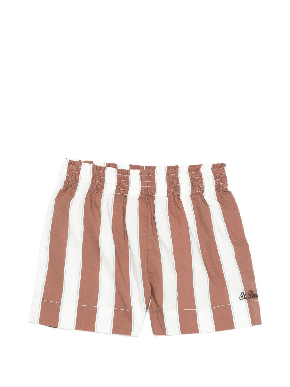 Shorts per bambina MC2 Saint Barth Kids bianco e marrone con motivo a righe MEA001 01418L MC2 ST. BARTH KIDS 