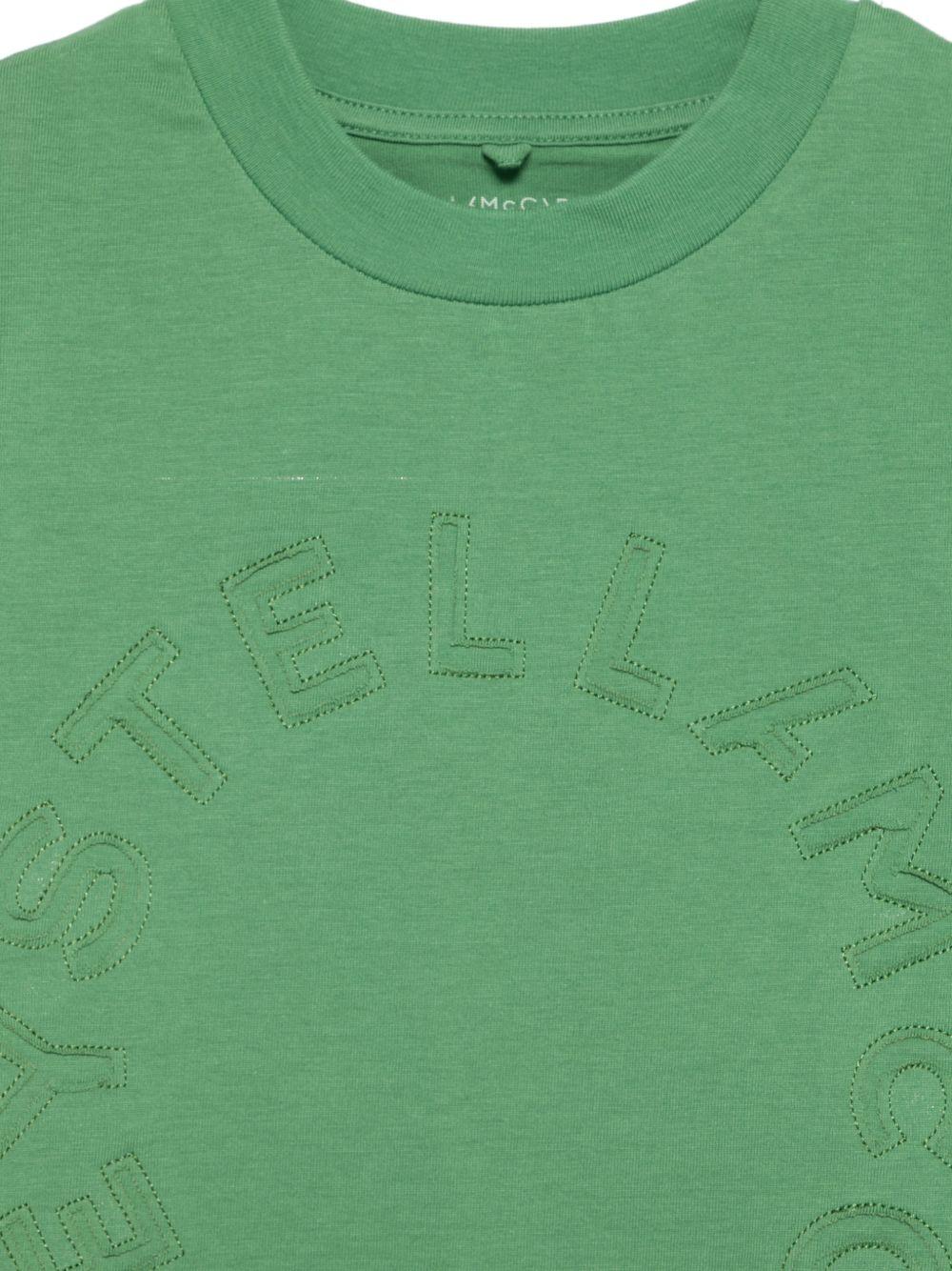 T-shirt per bambino Stella McCartney Kids verde con logo in rilievo TY8S21 Z0434 714 STELLA McCARTNEY KIDS 