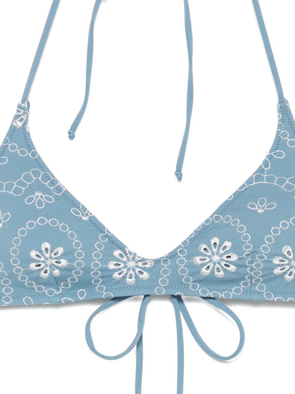 Bikini da donna MC2 Saint Barth blu con ricamo floreale VIR0001 00020L MC2 ST. BARTH 