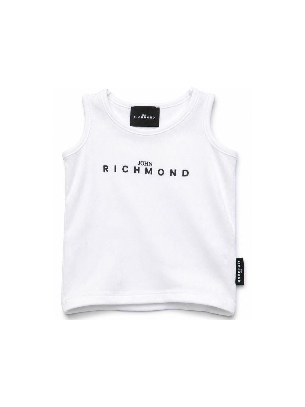 Canotta per neonati John Richmond Junior bianca con dettaglio logo RIP26037CN WHITE JOHN RICHMOND KIDS 