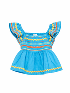 Top per bambina Stella McCartney Kids blu con bordo arricciato TY5A82 Z0138 673 STELLA McCARTNEY KIDS 