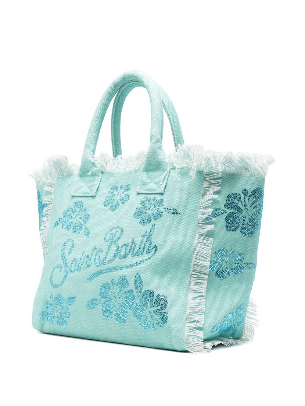 Borsa Vanity MC2 Saint Barth azzurro con motivo floreale glitterato VANI001 09672L MC2 ST. BARTH KIDS 