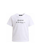 T-shirt per bambino Balmain Kids bianca con logo sul davanti BY8B11 Z3672 100NE BALMAIN KIDS 