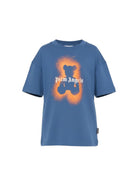 T-shirt per bambino Palm Angels Kids blu con stampa Teddy Bear PBAA003S26JER006 060 PALM ANGELS KIDS 