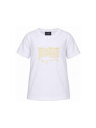 T-shirt per bambino Paul & Shark Kids bianca con stampa logo e squalo sul davanti WNM00HLAA53 10101 PAUL & SHARK KIDS 