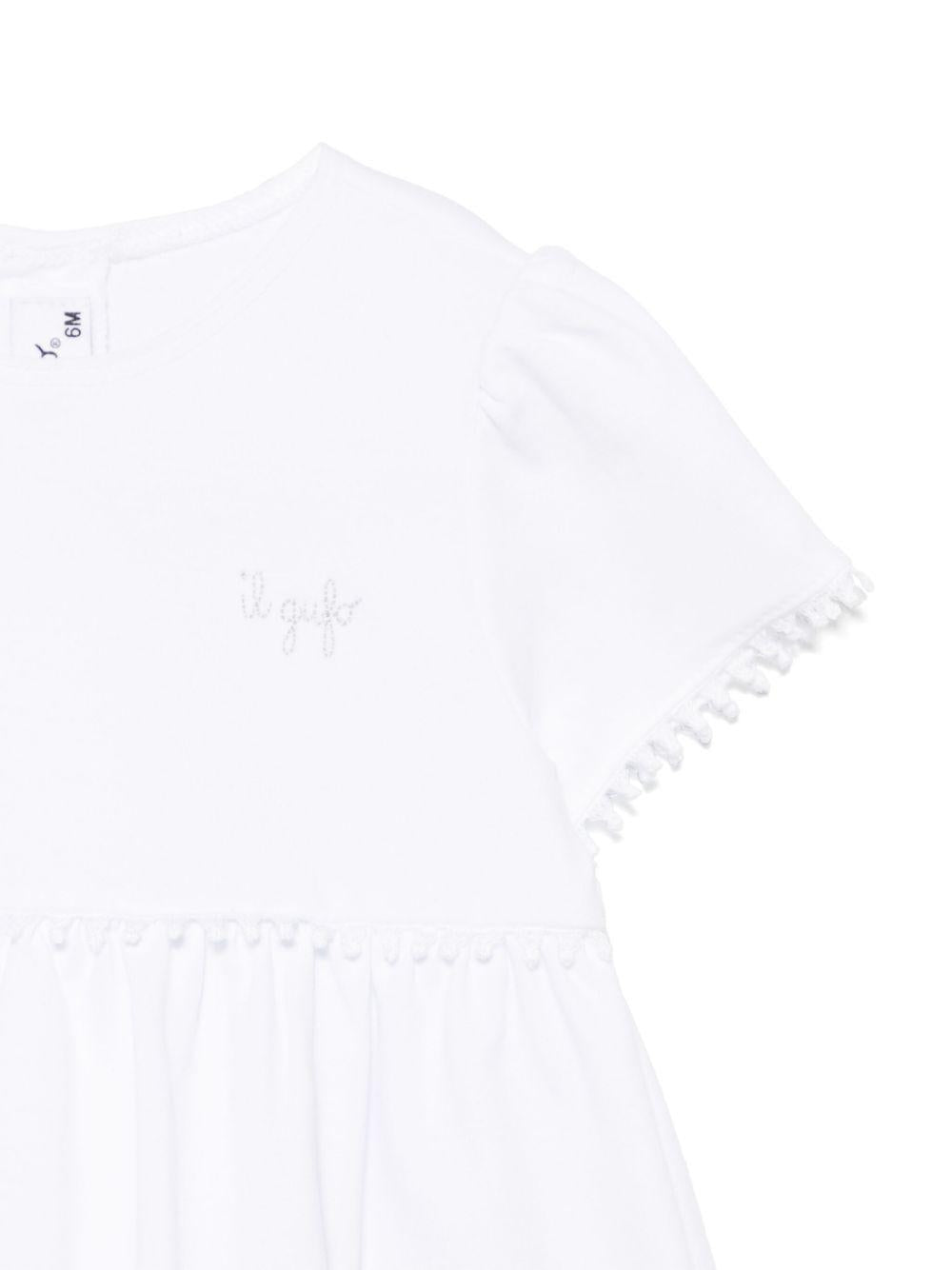 Abito con ricamo per neonata Il Gufo bianco con taglio svasato P25VM792MF032 010 IL GUFO 