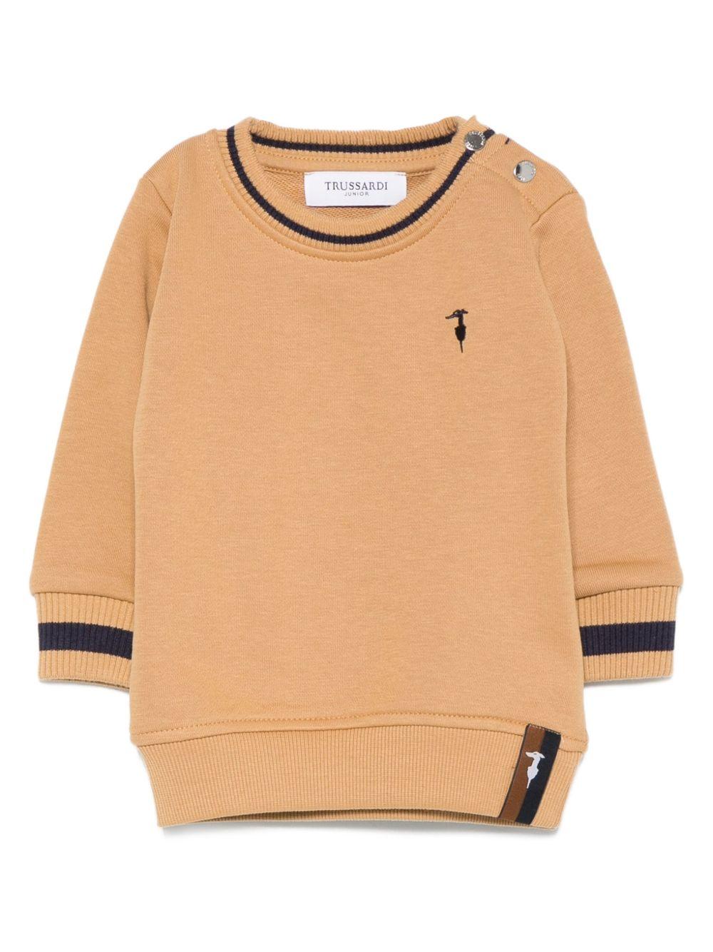 Felpa per neonato Trussardi Junior marrone con bordi a coste TIA25080FE APPLE CIN. TRUSSARDI JUNIOR 