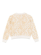 Cardigan per bambina Versace Kids beige con stampa stile Barocco 10208951A11135 2WX90 VERSACE KIDS 