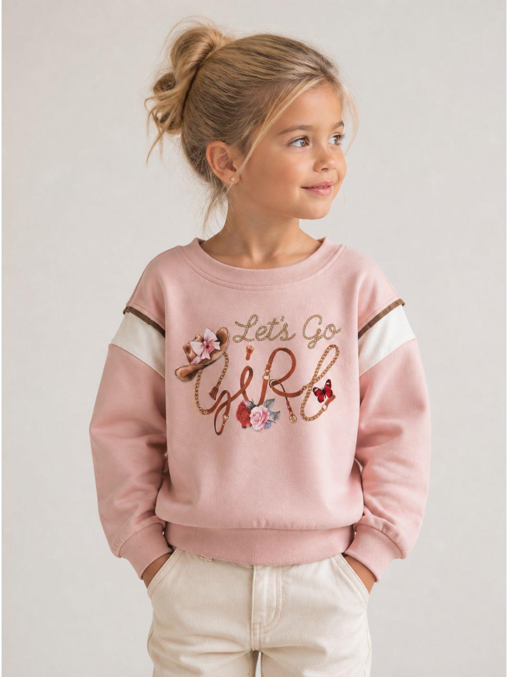 Felpa per bambina Monnalisa Kids rosa con stampa grafica 19H600RU 8006 094F MONNALISA KIDS 