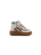 Sneakers per neonato Burberry kids bianco alte a quadri con chiusura frontale a strappo 8099969 B9368 BURBERRY KIDS 