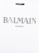 Abito modello t-shirt per bambina Balmain Kids bianco con decorazione logo BW1C01 Z2389 100NE BALMAIN KIDS 