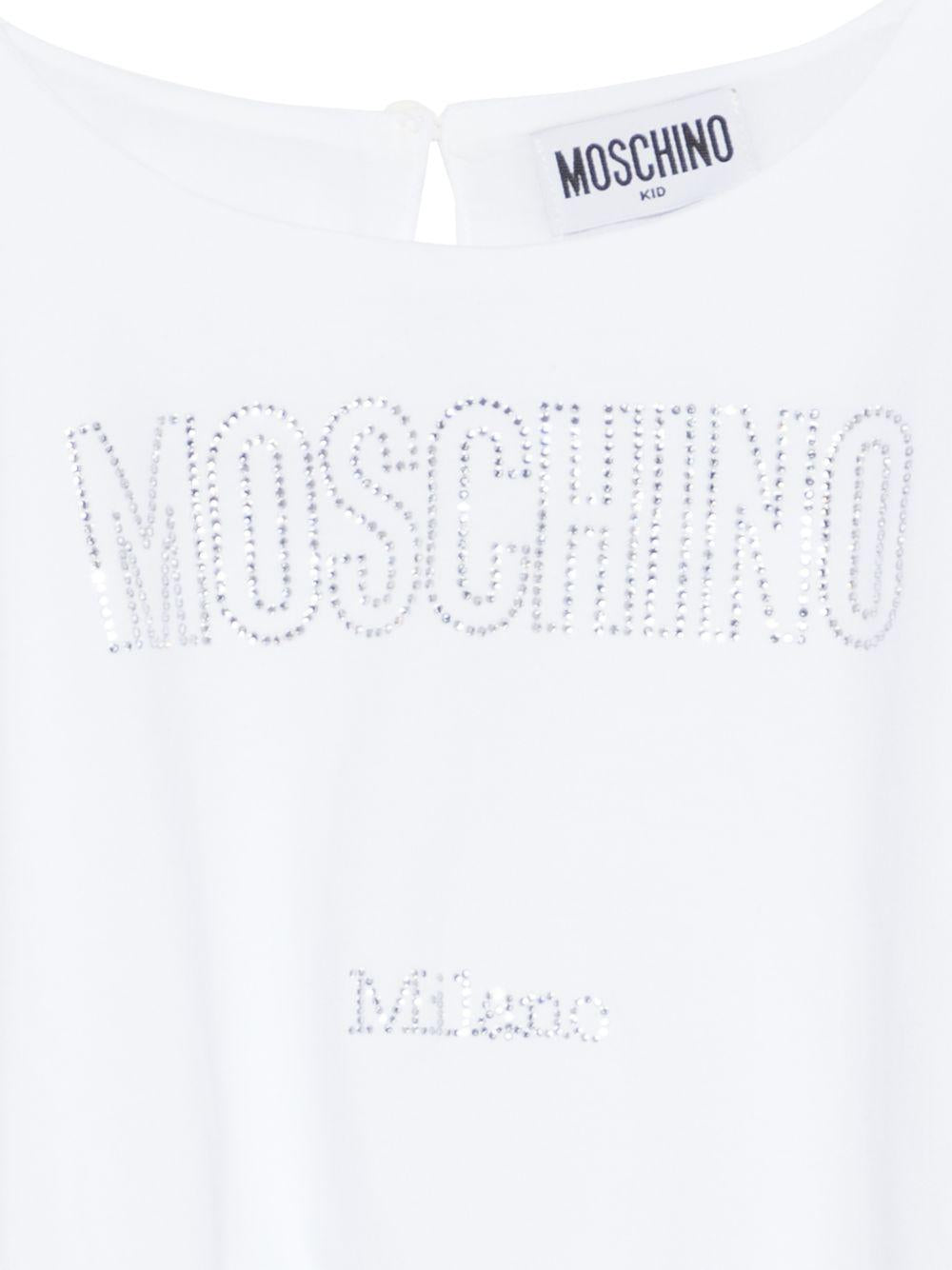 Camicia per neonata Moschino Kids bianca con dettaglio logo HAM04BLBA10 10101 MOSCHINO KIDS 