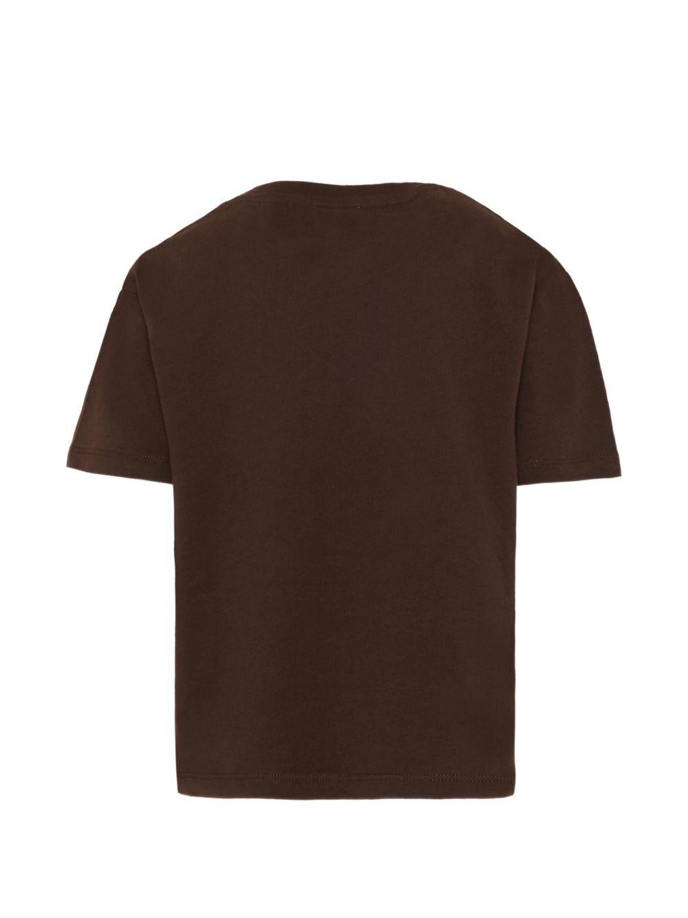T-shirt per bambino MSGM Kids marrone con stampa logo S6MSJUTH005 943 MSGM KIDS 